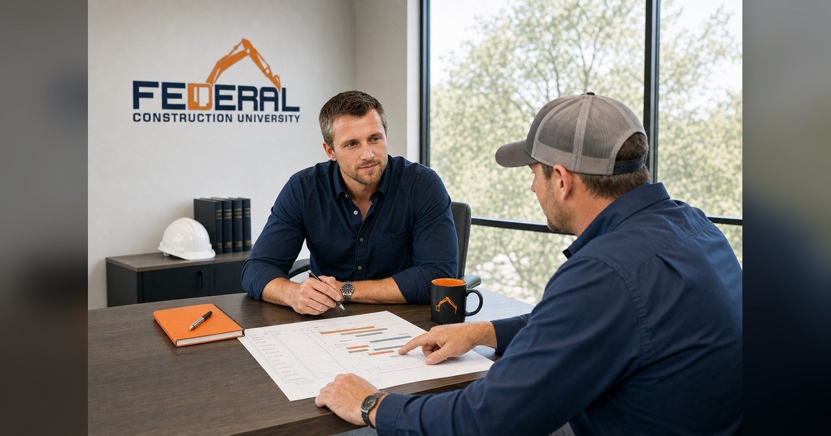Contractor reviewing federal contract bid